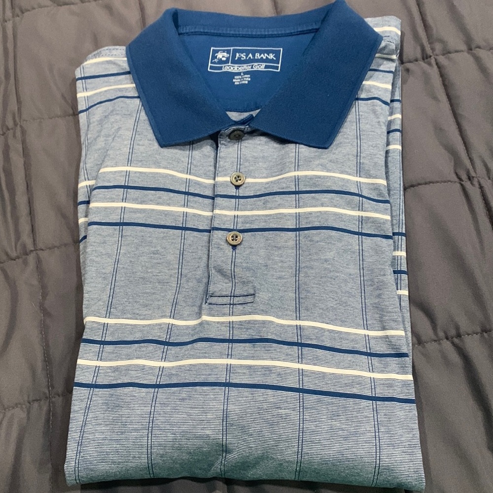 Mens Blue Striped Polo (L) Tshirt